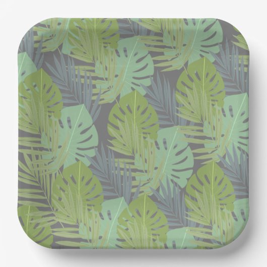 Eerste verjaardagspapier bord met groene bladeren. (Voorkant)