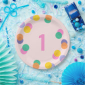 Eerste Verjaardagspastel Roze Confetti Papieren Bordje (Feest)