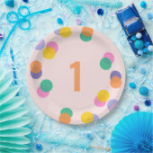 Eerste Verjaardagspastel Roze Confetti Papieren Bordje (Feest)