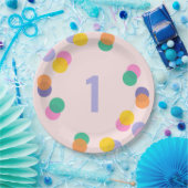 Eerste Verjaardagspastel Roze Confetti Papieren Bordje (Feest)