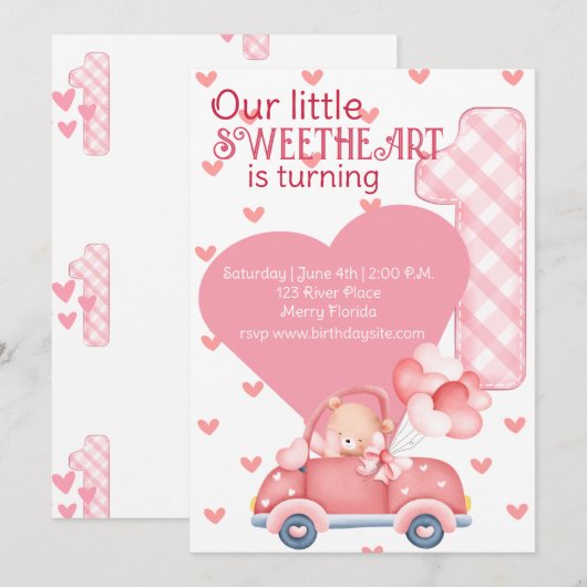 Eerste verjaardagsthema Valentijn Kaart (Voorkant / Achterkant)