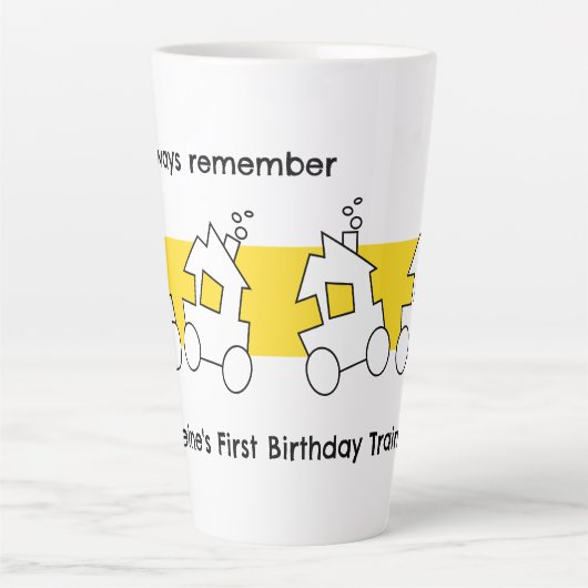 Eerste verjaardagstreinfeest latte mok (Voorkant)