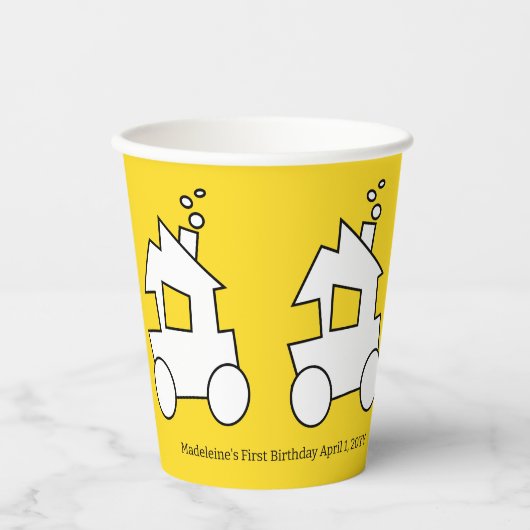 Eerste verjaardagstreinfeest papieren bekers (Voorkant)