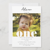 Eerste verjaardagsuitnodiging 1e One Photo Script Kaart (Voorkant)