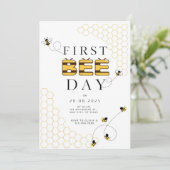 Eerste Verjaardagsuitnodiging Bee Day Kaart (Staand voorkant)