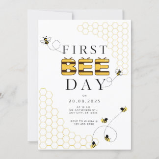 Eerste Verjaardagsuitnodiging Bee Day Kaart