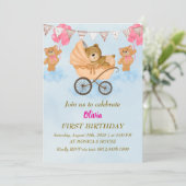 Eerste verjaardagsuitnodiging - eenvoudige en zoet kaart (Staand voorkant)