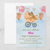 Eerste verjaardagsuitnodiging - eenvoudige en zoet kaart (Voorkant / Achterkant)