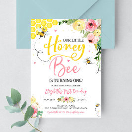 Eerste verjaardagsuitnodiging Honey Bee Sweet One Kaart
