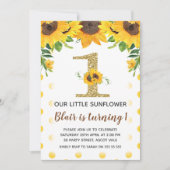 Eerste verjaardagsuitnodiging meisje gele zonneblo kaart (Voorkant)