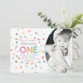 Eerste verjaardagsuitnodiging Meisje Waterverf con Kaart (Staand voorkant)