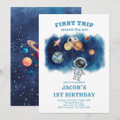 Eerste verjaardagsuitnodiging met de buitenste rui kaart (Voorkant / Achterkant)