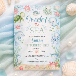 Eerste verjaardagsuitnodiging Oneder the Sea Boy Kaart