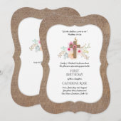 Eerste verjaardagsuitnodiging waterverf bloemstuk kaart (Voorkant / Achterkant)