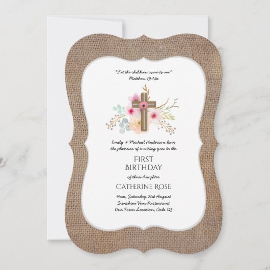 Eerste verjaardagsuitnodiging waterverf bloemstuk kaart (Voorkant)