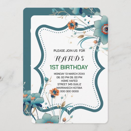 Eerste verjaardagsuitnodigingen Fairy, ,Digital In Kaart (Voorkant / Achterkant)