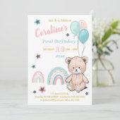 Eerste verjaardagsuitnodigingen met een schattige  kaart (Staand voorkant)