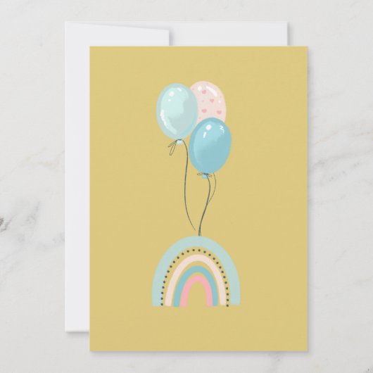 Eerste verjaardagsuitnodigingen met een schattige  kaart (Achterkant)