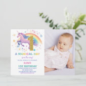 Eerste verjaardagsuitnodigingen van de eenhoorn me kaart (Staand voorkant)