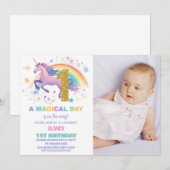 Eerste verjaardagsuitnodigingen van de eenhoorn me kaart (Voorkant / Achterkant)