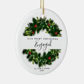 Eerste Verloving Moderne paren gepersonaliseerd Keramisch Ornament (Rechts)