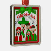 Eerste versiering van de kerstMexicaanse Carolers  Metalen Ornament (Rechts)
