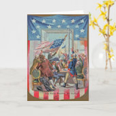Eerste vier juli Amerikaanse vlag Kaart (Gele Bloem)