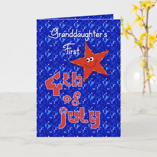 Eerste vierde juli van de kleindochter kaart (Gele Bloem)