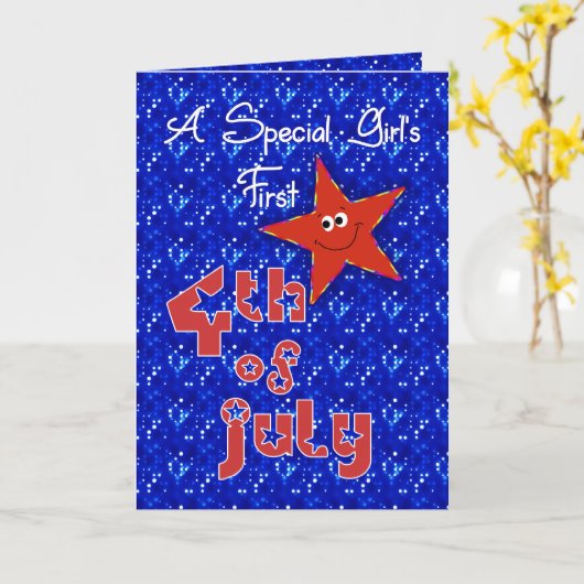 Eerste vierde juli van het speciale meisje kaart (Gele Bloem)