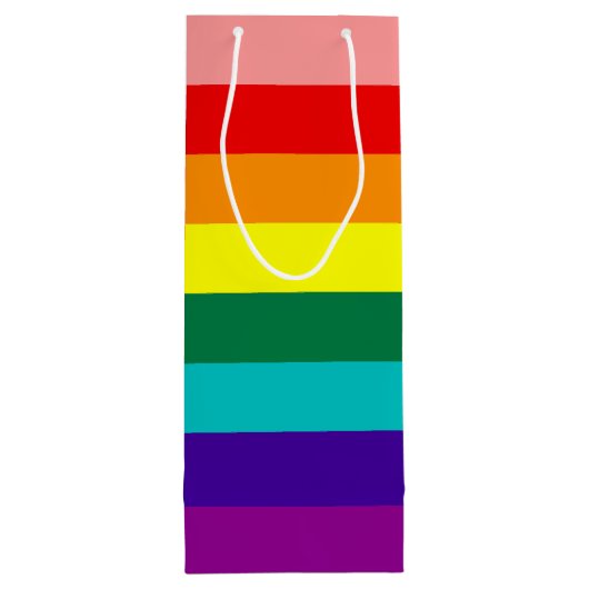 Eerste vlag voor regenboogpride wijn cadeautas (Achterkant)