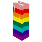 Eerste vlag voor regenboogpride wijn cadeautas (Voorkant Gekanteld)