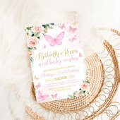 Eerste vlinderkus op roze vlinderverjaardag kaart
