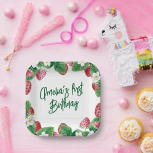 Eerste vogelzomeraardbei Berry Sweet Papieren Bordje