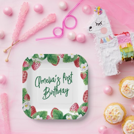 Eerste vogelzomeraardbei Berry Sweet Papieren Bordje (Feest)