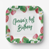 Eerste vogelzomeraardbei Berry Sweet Papieren Bordje (Voorkant)