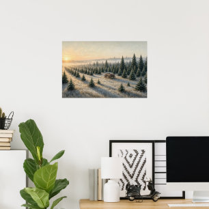 Eerste Vorst op de Rijen Kerstboomgaard Poster