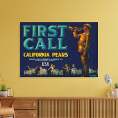 Eerste vraag perenkrat LabelContra Costa, CA Canvas Afdruk (Insitu (Woonkamer))
