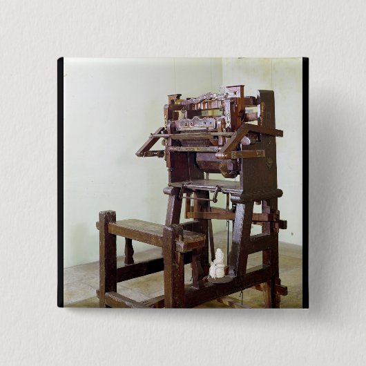 Eerste weefgetouwen voor het weven van kousen, 175 vierkante button 5,1 cm (Voorkant)