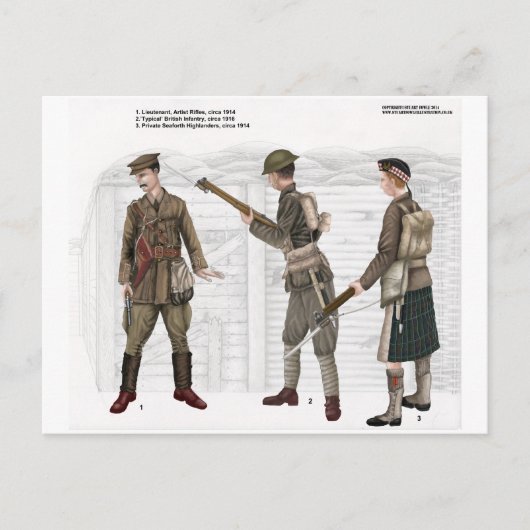 Eerste Wereldoorlog Britse infanterie Briefkaart (Voorkant)