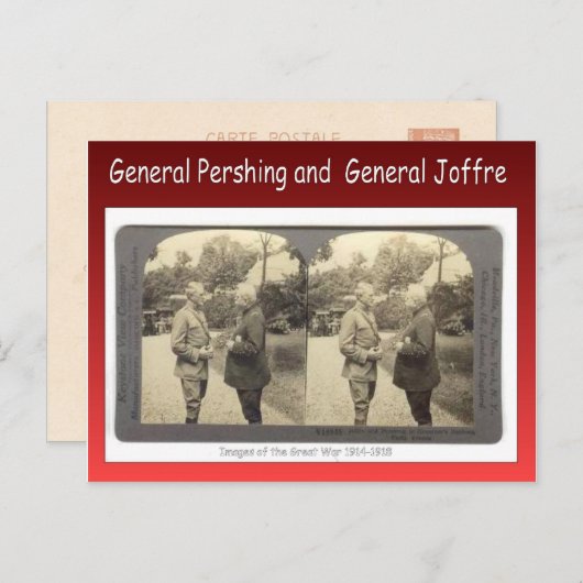 Eerste Wereldoorlog, generaal Pershing en generaal Briefkaart (Voorkant / Achterkant)