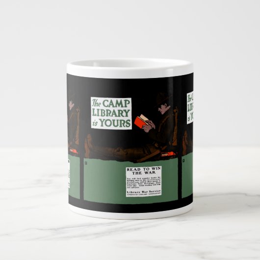 Eerste Wereldoorlog Kamp Bibliotheek 1917 Militair Grote Koffiekop (Voorkant)