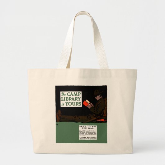 Eerste Wereldoorlog Kamp Bibliotheek 1917 Militair Grote Tote Bag (Voorkant)