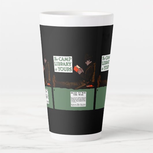 Eerste Wereldoorlog Kamp Bibliotheek 1917 Militair Latte Mok (Voorkant)