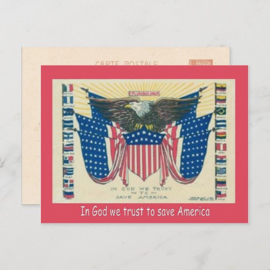 Eerste Wereldoorlog,    propaganda, in God vertrou Briefkaart (Voorkant / Achterkant)