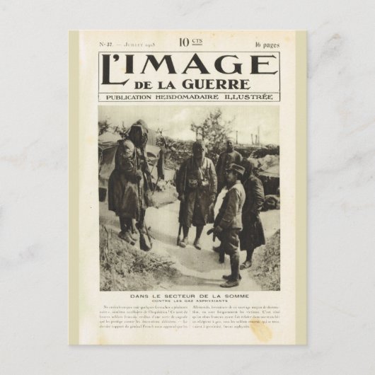 Eerste Wereldoorlog, soldaten in Somme Briefkaart (Voorkant)