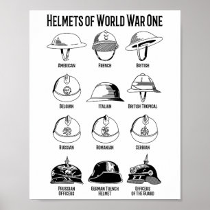 Eerste Wereldoorlog Soldier Helmets Charts Poster