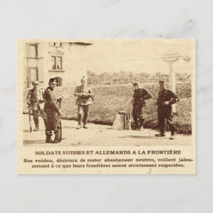 Eerste Wereldoorlog, Zwitserse en Duitse soldaten, Briefkaart