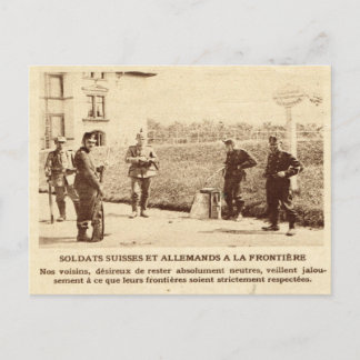 Eerste Wereldoorlog, Zwitserse en Duitse soldaten, Briefkaart