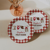 Eerste Westerne Cowboy 1e verjaardag van Rodeo Pap Papieren Bordje