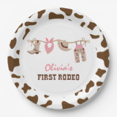 Eerste Westerne Cowboy 1e verjaardag van Rodeo Pap Papieren Bordje (Voorkant)